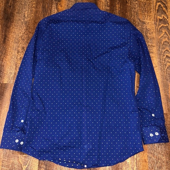 Original Penguin Heritage Button Down Shirt Adult Blue Polka Dot Size 15- 32/33 - Picture 4 of 5